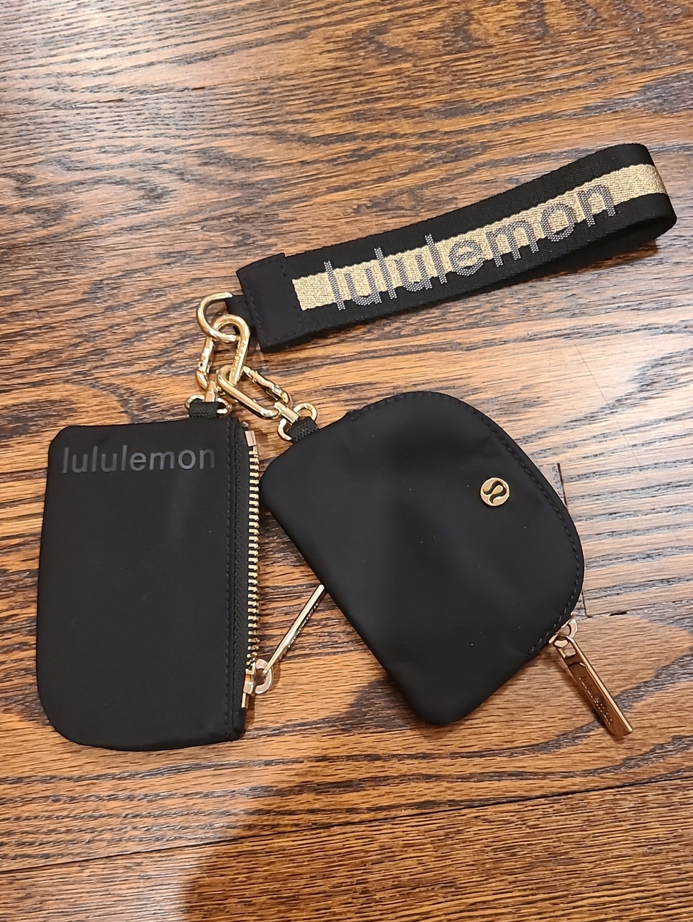 lululemon athletica Black & Gold Keychain Card Case Set
